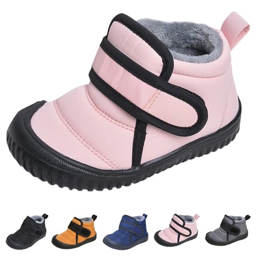 YCYATS Barfussschuhe Kinder Winter Wasserdicht, Outdoor Warm Gefüttert Winterstiefel Ergonomische Barfuß Winterschuhe (Pink, Kleinkind, Herren, 22, Numerisch, EU Schuhgrößensystem, M) von YCYATS