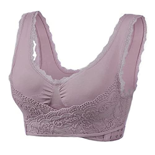 YCYATS Korsett BH, Comfy Korsett-BH Front Cross Side Buckle Lace Bras, Ultra Lift Komfort BH ohne Stützdraht (2XL, Bean Paste Purple) von YCYATS