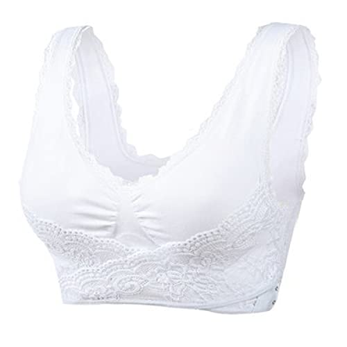 YCYATS Korsett BH, Comfy Korsett-BH Front Cross Side Buckle Lace Bras, Ultra Lift Komfort BH ohne Stützdraht (2XL, White) von YCYATS