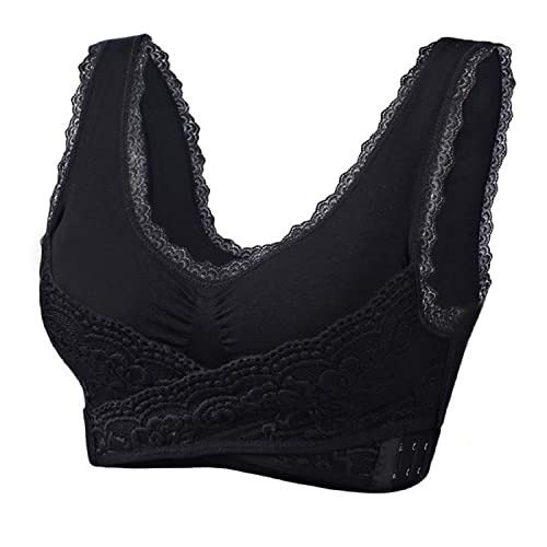 YCYATS Suess Gute BH, Bequeme Korsett-BHS aus Spitze mit überkreuzter Schnalle an der Vorderseite, Frauen Bustier Lace Bra (DE/NL/SE/PL, Alphanumerisch, 5XL, Regular, Regular, Schwarz) von YCYATS