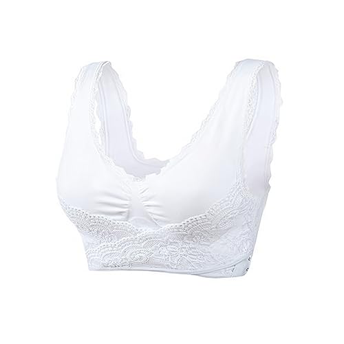 YCYATS Suess Gute BH, Schlanker Push Up BH aus Dünner Spitze mit und Seitlicher Kreuzschnalle für Damen Sport/Fitness (DE/NL/SE/PL, Alphanumerisch, XL, Regular, Regular, Weiß) von YCYATS