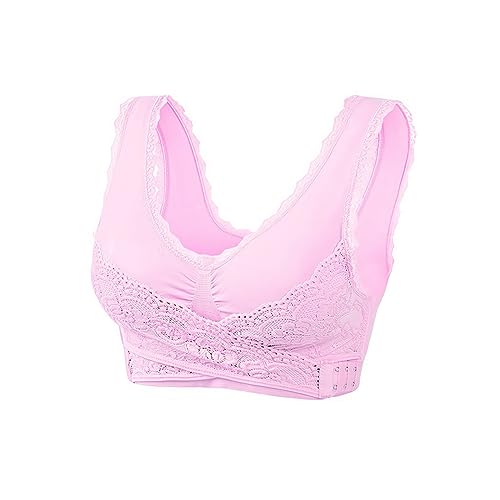 YCYATS Suess Gute BH, Schlanker Push Up BH aus Dünner Spitze mit und Seitlicher Kreuzschnalle für Damen Sport/Fitness (DE/NL/SE/PL, Alphanumerisch, XXL, Regular, Regular, Rosa) von YCYATS