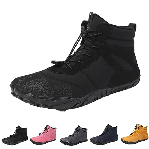 YCYATS Winter Barfußschuhe Damen Herren Traillaufschuhe wanderschuhe Zehenschuhe Hohe Warme und rutschfeste Stiefel (Black-B, Erwachsene, Damen, 40, Numerisch, EU Schuhgrößensystem, M) von YCYATS