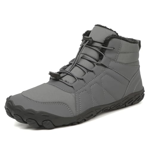 YCYATS Winter Barfußschuhe Damen Herren Traillaufschuhe wanderschuhe Zehenschuhe Hohe Warme und rutschfeste Stiefel (Gray, Erwachsene, Damen, 40, Numerisch, EU Schuhgrößensystem, M) von YCYATS