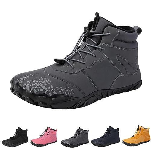 YCYATS Winter Barfußschuhe Damen Herren Traillaufschuhe wanderschuhe Zehenschuhe Hohe Warme und rutschfeste Stiefel (Grey-B, Erwachsene, Damen, 40, Numerisch, EU Schuhgrößensystem, M) von YCYATS