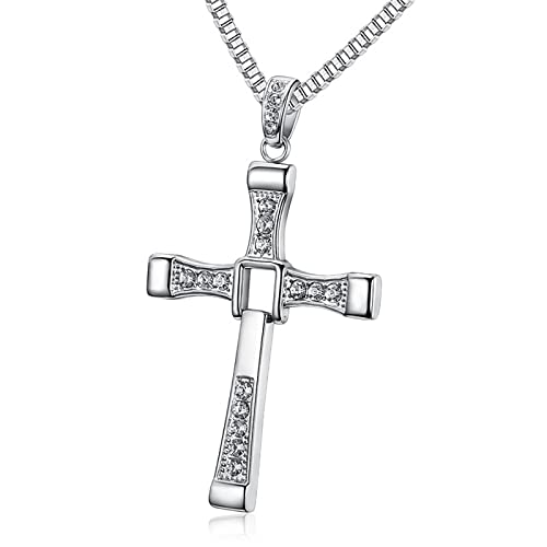 YCYUYK 925er Sterlingsilber, echter Strass, Fast and Furious 7 Kreuz-Anhänger für Männer, Frauen, Jungen, Mädchen, Unisex, Strass Sterling-Silber, Strass von YCYUYK