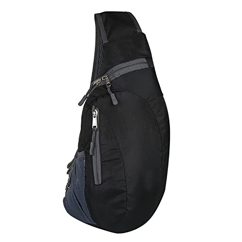 Faltbare Schultertasche für Herren und Damen, Schultertasche, Brust-Rucksack, Crossbody, Tagesrucksack für Radfahren, Wandern, Schwarz von YCYUYK