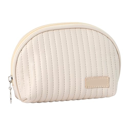 YCYUYK Kleine Kosmetiktasche, PU-Leder, Make-up-Tasche, tragbare Reise-Make-up-Tasche, vielseitige Reißverschlusstasche, Mini-Make-up-Tasche für Damen und Mädchen, beige von YCYUYK