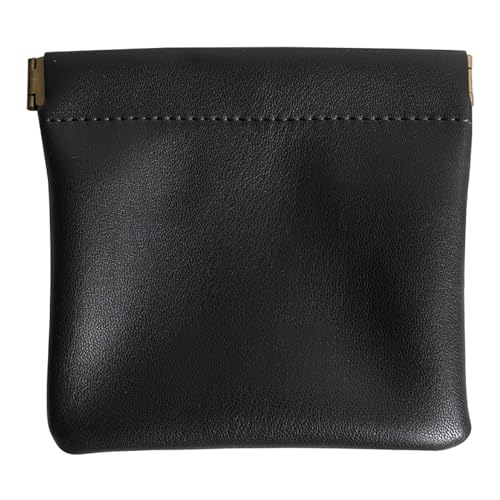 Kleine Make-up-Tasche für Geldbörse, kleine Kosmetiktasche, tragbare Reise-Make-up-Tasche, wasserdicht, PU-Leder, Make-up-Tasche mit Griff, Schwarz , L:11.5*11.3cm von YCYUYK