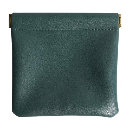 Kleine Make-up-Tasche für Geldbörse, kleine Kosmetiktasche, tragbare Reise-Make-up-Tasche, wasserdicht, PU-Leder, Make-up-Tasche mit Griff, dunkelgrün, L:11.5*11.3cm von YCYUYK