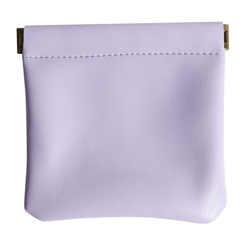 Kleine Make-up-Tasche für Geldbörse, kleine Kosmetiktasche, tragbare Reise-Make-up-Tasche, wasserdicht, PU-Leder, Make-up-Tasche mit Griff, violett, L:11.5*11.3cm von YCYUYK