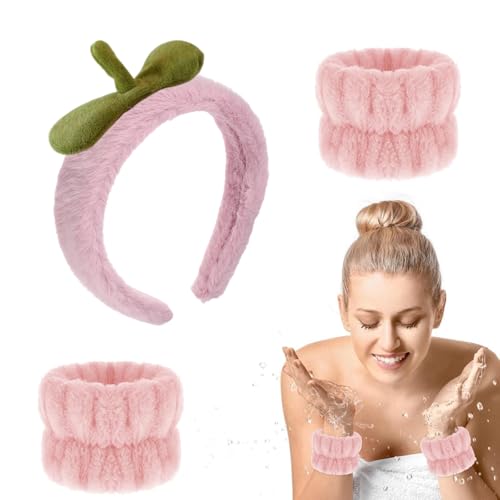 3-teiliges niedliches Hasen-Spa-Armband-Set für Damen, Hautpflege-Armband, weich und bequem, Korallen-Fleece, Make-up-Armband, niedliche Katzenohren, Armband zum Waschen des Gesichts (Pfirsich-Stil, 3-teiliges niedliches Hasen-Spa-Armband-Set für Damen, Hautpflege-Armband, weich und bequem, Korallen-Fleece, Make-up-Armband, niedliche Katzenohren, Armband zum Waschen des Gesichts (Pfirsich-Stil, von YCZARD