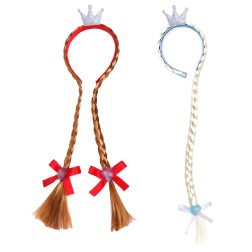 2Pcs Haarreif Prinzessin Zopf, Geflochtene Prinzessin Perücken,Haarreif Prinzessin Zopf Cosplay Perücke Zubehör für Kinder Mädchen Halloween Karneval Maskerade von YCZCHE14