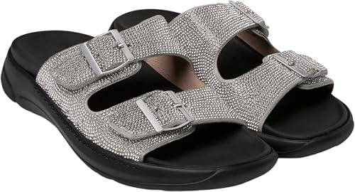 YDA Orthopädische Hausschuhe mit halbfester Sohle Optima Molliter LINK Art. C1D-LINK TES, silber / schwarz, 40 EU von YDA
