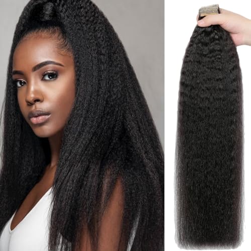 YDDM Schwarze Frauen tape extensions echthaar schwarz Kinky Straight Tape in haarverlängerung echthaar tapes unsichtbare extensions echthaar tape extensions echthaar 26 Zoll 60 stück 150G von YDDM