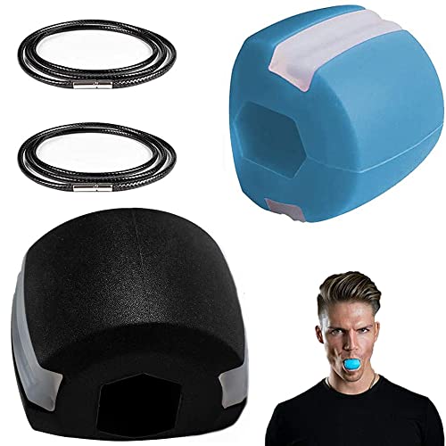 2 Stück Kiefer Trainer, Jawline, Jaw Trainer, Kiefer Entspannung, Kiefer Training, Kiefertrainer Kauen, Kiefer Gesichtsstraffer für Frauen und Männer, Doppelkinn Reduzieren (Blau + Schwarz) von YDDZ