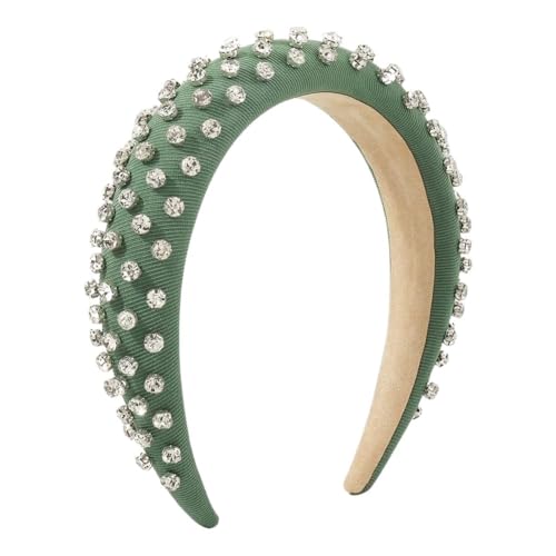 Zopf-Stirnband, Stirnbänder, voll mit Strass gepolsterte Stirnbänder, Bonbonfarbene Haar-Accessoires, robuster Kristall-Kopf-Reifen-Kopfschmuck for Frauen und Mädchen(Green) von YDEWLY