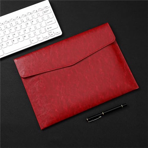 Umschlagmappe Tasche, Dokumentenhalter aus PU-Leder, Mehrfarbig, 33 x 24,3 cm(Red) von YDHSIKK