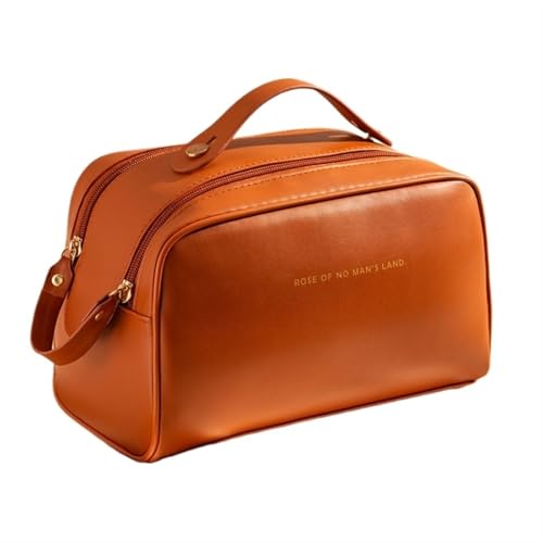 YDHSIKK Large Space Portable Travel Cosmetics Bag Organizer with Pillow Shape for Makeup Storage(Brown) von YDHSIKK
