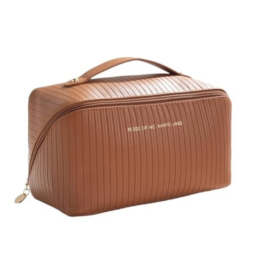 YDHSIKK Large Space Portable Travel Cosmetics Bag Organizer with Pillow Shape for Makeup Storage(Brown) von YDHSIKK