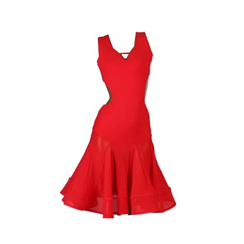 Lateinamerikanisches Tanzkleid, Rumba-Chacha-Kleid, Ballsaal, Tanzkleidung, Latein-Kleid, Tango, Salsa, Samba-Tanzkleid, Tanzkostüme, Einfarbig, L von YDHTIZ