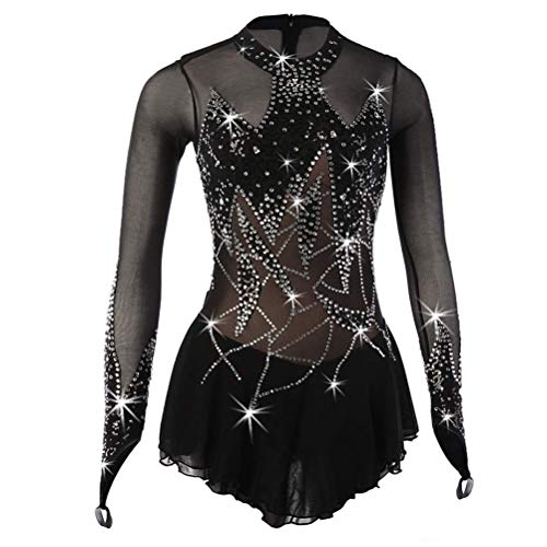 Profi Eiskunstlauf Wettkampfkleid Mädchen Eissport Skating Rock Gymnastik Trikot Kleidung mit Kristallen, e, 15-16 Years von YDHTIZ