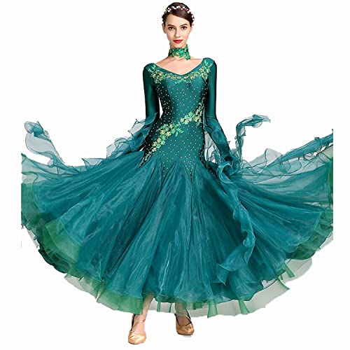 YDHTIZ Damen National Standard Wettkampf-Tanzkleider Walzer Flamenco-Tanzkleid Moderne Tanzkleidung, J, Medium von YDHTIZ