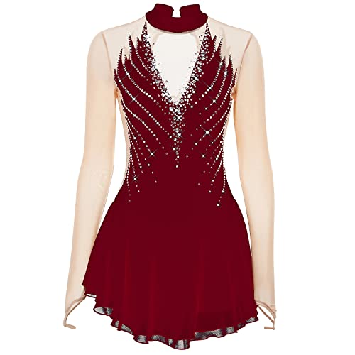 YDHTIZ Eiskunstlauf Kleid Für Mädchen/Damen Eislauf Wettkampf Eislaufbekleidung Rollschuh Rock Gymnastik Performance Trikots,B,M von YDHTIZ