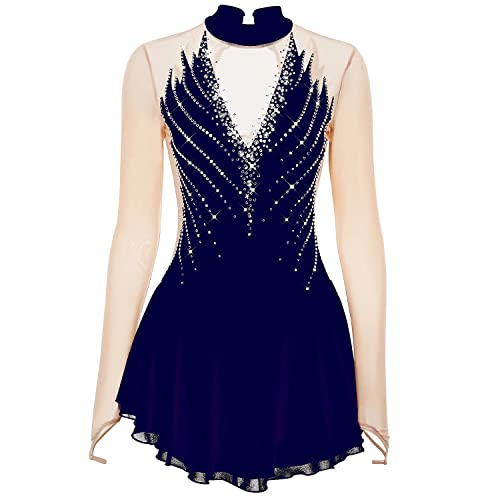 YDHTIZ Eiskunstlauf Kleid Für Mädchen/Damen Eislauf Wettkampf Eislaufbekleidung Rollschuh Rock Gymnastik Performance Trikots,E,M von YDHTIZ