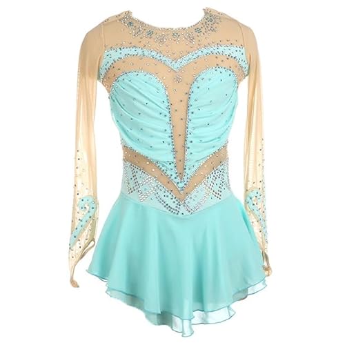 YDHTIZ Eiskunstlauf Kleider Glänzende Kristall Eislaufröcke Für Mädchen Ballett Tanz Wettbewerbs Kostüme Für Kinder Langarm Kunstturnen Gymnastik Trikots von YDHTIZ