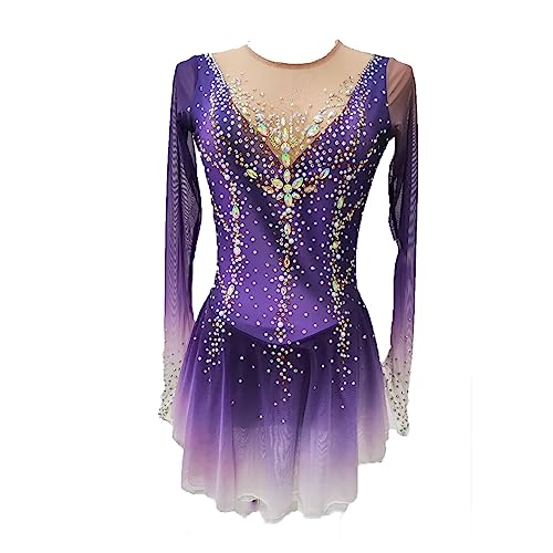 YDHTIZ Eiskunstlauf Kostüm Für Mädchen Eislauf Kleid Mit Farbverlauf Professionelle Gymnastik Tanzbekleidung Für Damen Rollschuh Kleidung Mit Glitzernden Strasssteinen von YDHTIZ