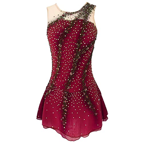 YDHTIZ Modisches Eiskunstlauf Performance Kleid Für Mädchen Ärmelloser Eislaufrock Trikot Für Rhythmische Gymnastik Mit Strass Handgefertigtes Wettkampfkostüm,B,15_16Years von YDHTIZ