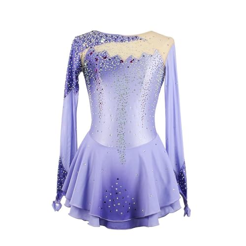 YDHTIZ Professionelles Eiskunstlauf Kleid Für Mädchen Eisballett Wettkampfbekleidung Handgefertigte Trikots Für Rhythmische Gymnastik Farbverlauf Blau Mit Strasssteinen,Blau,L von YDHTIZ
