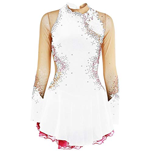 YDHTIZ Samt Eiskunstlauf Wettkampf Kleidung Damen Handgefertigter Eislaufrock Langärmliger Trikotanzug Für Rhythmische Gymnastik Winter Sport Outfit Mit Strasssteinen von YDHTIZ