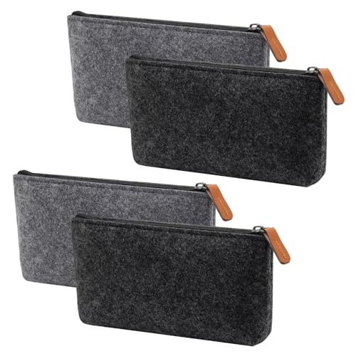 YDHfdc Federmäppchen 4 stück Filz Mäppchen Multifunktions Kosmetiktasche Filz Federtasche mit Reißverschluss für Stifte, Bleistifte, Schreibwaren, Bürobedarf, Kosmetik von YDHfdc