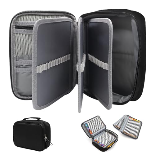 YDHfdc Federmappe Groß 72 Slots Mäppchen 23x17x7cm Federtasche Abnehmbar Große Kapazität Federmäppchen Erwachsene Schlampermäppchen Schwarz für Jungen,Mädchen von YDHfdc