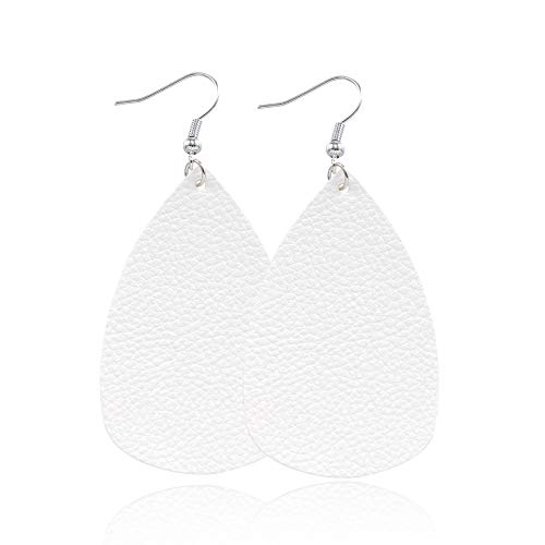 Ohrhänger for Mädchen aus Verbundleder, tropfenförmig, schlicht, modisch, Geschenke, zierlich, alltagstauglich (Color : 3 white) von YDNH