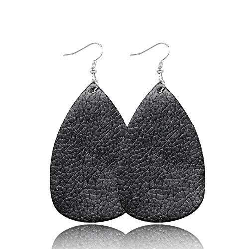 Ohrhänger for Mädchen aus Verbundleder, tropfenförmig, schlicht, modisch, Geschenke, zierlich, alltagstauglich (Color : 7 black) von YDNH