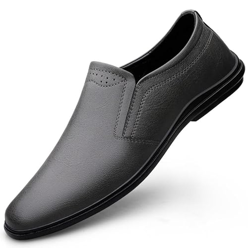 YDNH Herren-Loafer-Schuh, runde Zehenpartie, Kunstleder-Loafer-Schuhe, rutschfest, Flacher Absatz, leicht, for den Abschlussball, klassischer Slip-On (Color : Gray, Size : 35 EU) von YDNH