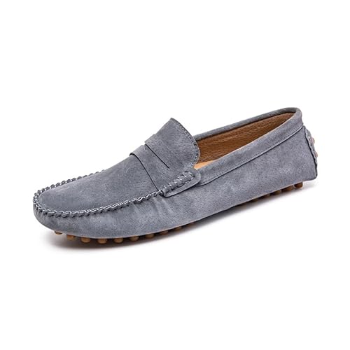 YDNH Herren-Loafer-Schuhe, runde Zehenpartie, Wildleder, Penny-Loafer for Fahren, leicht, flexibel, rutschfest, modisch, for Hineinschlüpfen (Color : Gray, Size : 42 EU) von YDNH