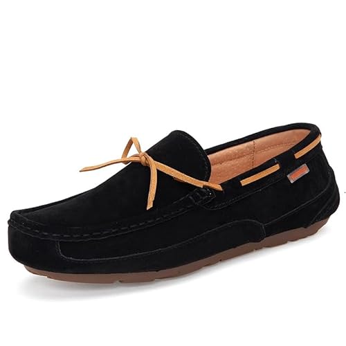 YDNH Herren-Loafer-Schuhe mit runder Spitze, PU-Leder, Mokassins, Bootsschuhe, bequem, rutschfest, flexibel, for Hochzeiten (Color : Schwarz, Size : 44 EU) von YDNH