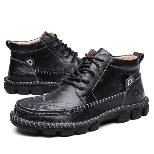 YDNRoar Lässige Chukka-Stiefel für Herren, Leder, handgenäht, Schnürung, Outdoor, rutschfest, Wandern, Arbeiten, Fahren, Schwarz, 37.5 EU YDNRoar Lässige Chukka-Stiefel für Herren, Leder, handgenäht, Schnürung, Outdoor, rutschfest, Wandern, Arbeiten, Fahren, Schwarz, 37.5 EU von YDNRoar