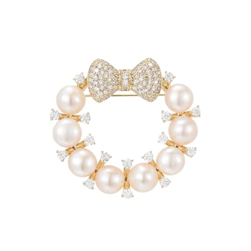 YDOIIU Schleife Perle Brosche Pin Strass Schleife Revers Pins Kreis Brosche Perlenschmuck Geschenk für Frauen Hochzeit von YDOIIU