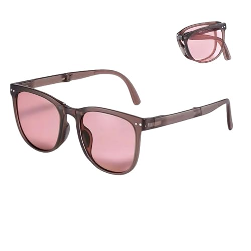YDRABFLE Damen-Sonnenbrille Faltbare Sonnenbrille, Tragbarer, Ultraleichter Sonnenschutz, Uv-Schutz, Sonnenbrille Für Männer Und Frauen-Pink von YDRABFLE