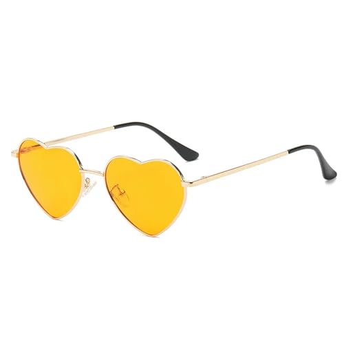YDRABFLE Damen-Sonnenbrille Herz Geformte Polarisierte Sonnenbrille Frauen Männer Süße Eyewear Party Sonnenbrille Outdoor Goggle-Orange-Gold-Metallrahmen von YDRABFLE