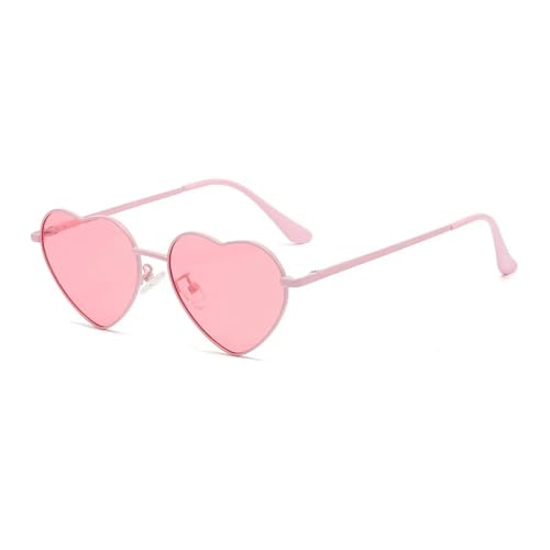 YDRABFLE Damen-Sonnenbrille Herz Geformte Polarisierte Sonnenbrille Frauen Männer Süße Eyewear Party Sonnenbrille Outdoor Goggle-Rosa-Rosa-Metallrahmen von YDRABFLE