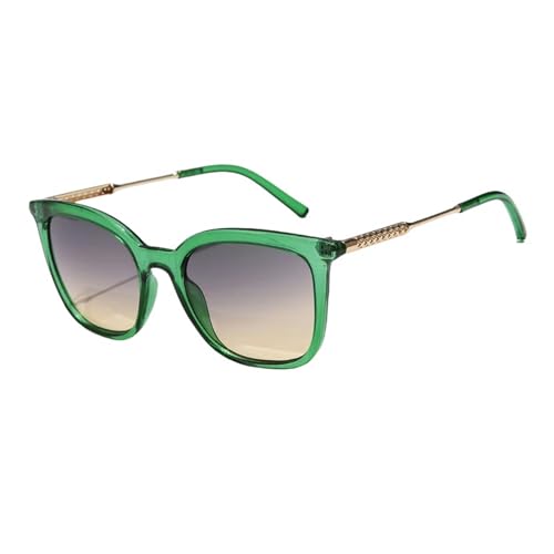 YDRABFLE Damen-Sonnenbrille Klassische Quadratische Sonnenbrille Frauen Männer Sonnenbrille Legierung Rahmen Retro Stil Schatten-Grün-Als Bild Anzeigen von YDRABFLE