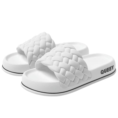 YDRABFLE Flip-Flops Sommer Frauen Dicke Hausschuhe Sohle Strand Rutschen Bad Anti-Rutsch Weiche Sandalen Damen Cloud Schuhe-Weiß-40-41 von YDRABFLE