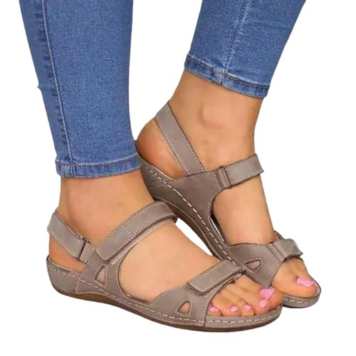 YDRABFLE Sandalen Für Damen Damen Sandalen Weibliche Outdoor Strand Frauen Schuhe Casual Gladiator Plattform Schuhe Damen Schuhe-Grau-43 von YDRABFLE