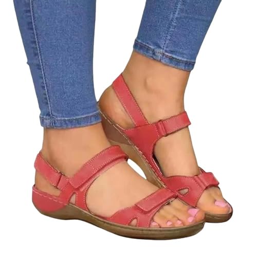 YDRABFLE Sandalen Für Damen Damen Sandalen Weibliche Outdoor Strand Frauen Schuhe Casual Gladiator Plattform Schuhe Damen Schuhe-Rot-37 von YDRABFLE